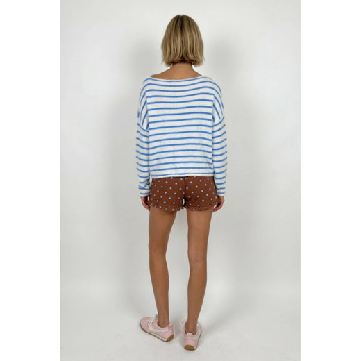 Stripe Brushed Boatneck Sweater