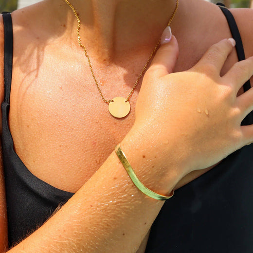 18K GP Herringbone Chain Bracelet