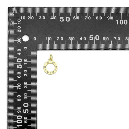 CZ Gold Round Circle Charm