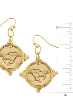 Gold Intaglio Race Horse Earrings