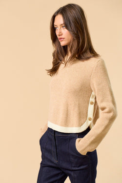 Contrast Button Sweater