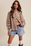 Lace Ruffle Sleeve Pintuck Shirt