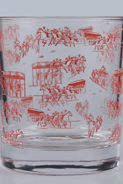 Peach Horse Racing Icons Rocks Glass