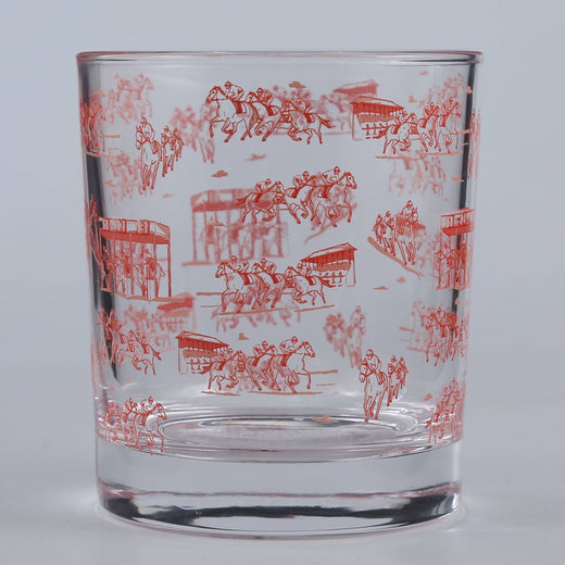 Peach Horse Racing Icons Rocks Glass