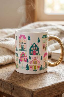 Cozy Ceramic Mug Pink Pine Village
