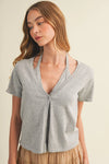 Halter Strap V-Neck Knit Blouse