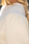 Solid Knit Short Bubble Sleeve Top