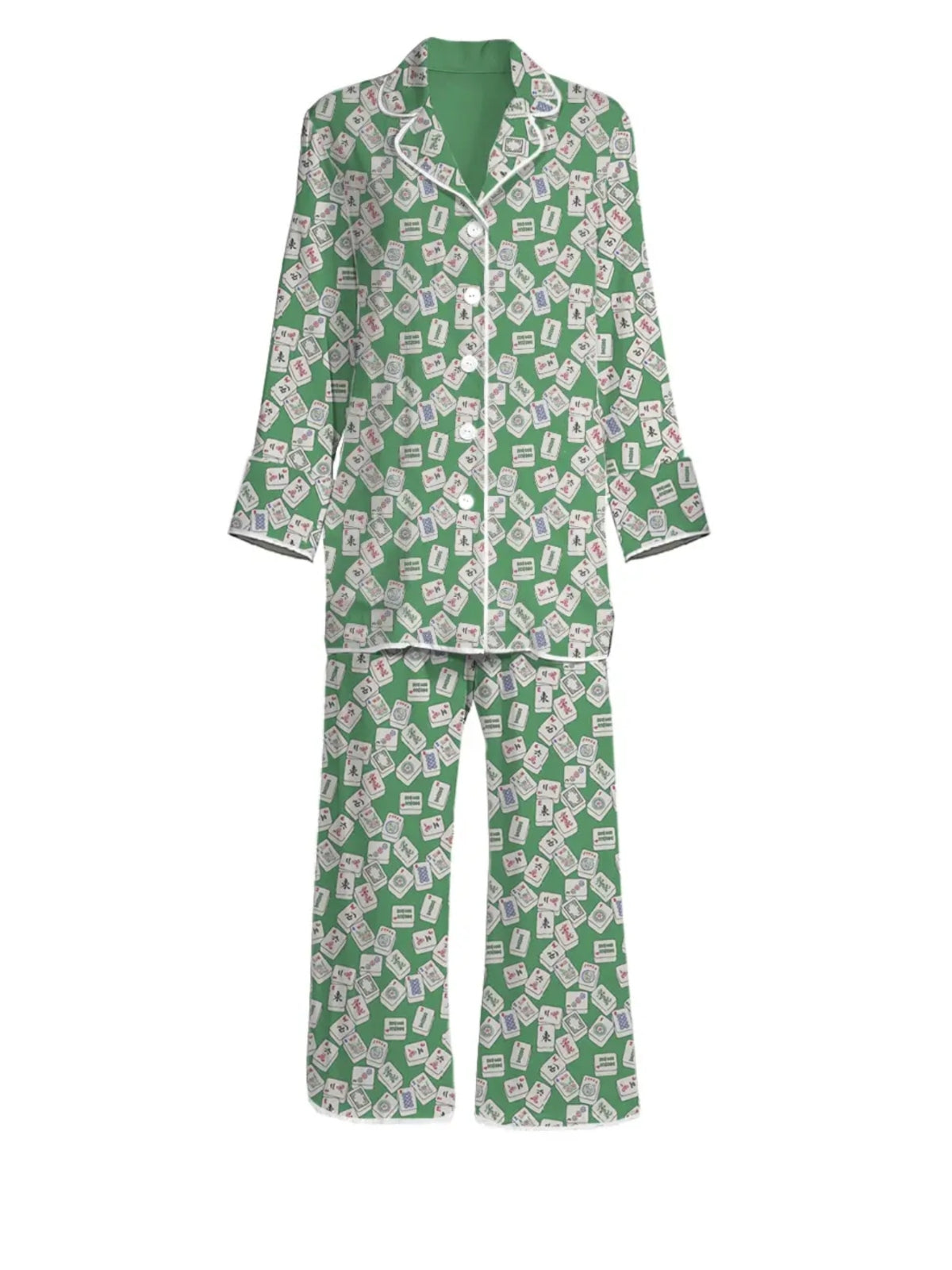 Mahjong Print Pajama Set