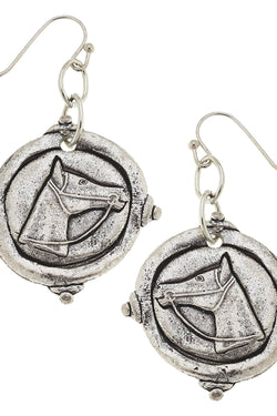 Silver Intaglio Horse Earrings