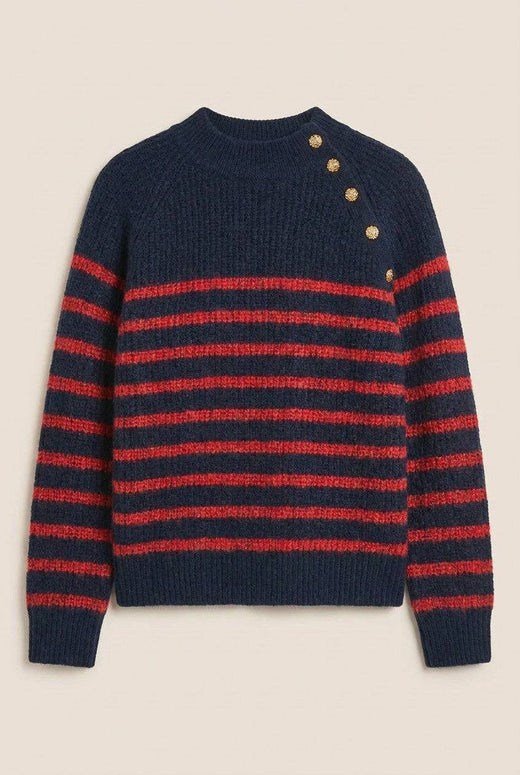 Striped Mock Neck Sweater