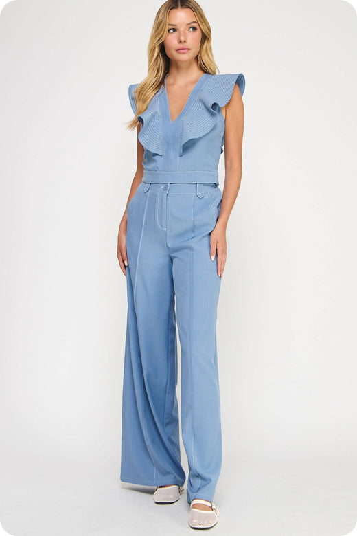 Top Stitch Ruffle Top