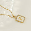 Rhinestone Shell Initial Charm Necklace