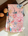 Cotton Tea Towel with Embroidered Detail