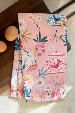Cotton Tea Towel with Embroidered Detail