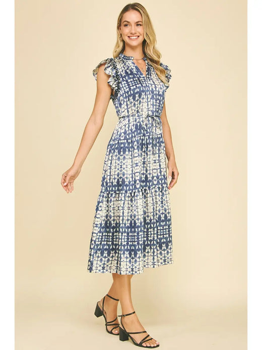 Print Tiered Midi Dress