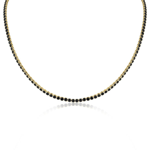 18k GP Jet Rhinestone Tennis Chain Necklace