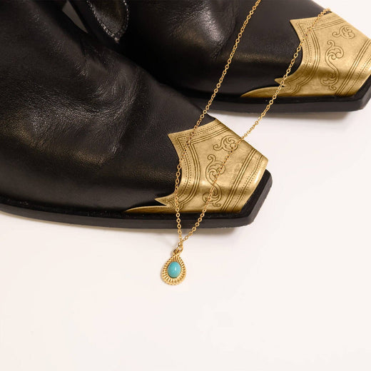 18K Gold PVD Turquoise Tear Drop Charm