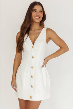 Gold Button Mini Dress