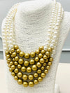 5-Strand Pearl  & Gold Necklace
