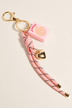 Mahjong Tile Heart Charm Knot Strap Drop Keychain Bag Charm