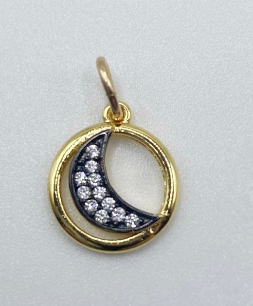 Charm Bar - Gunmetal Moon in Gold