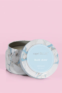 8.5oz Blue Jean Modern Marble Travel Tin Candle