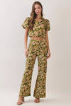 Floral Print Wide Leg Long Pants