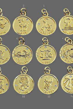 Zodiac Signs On Round Coin Shape Charms