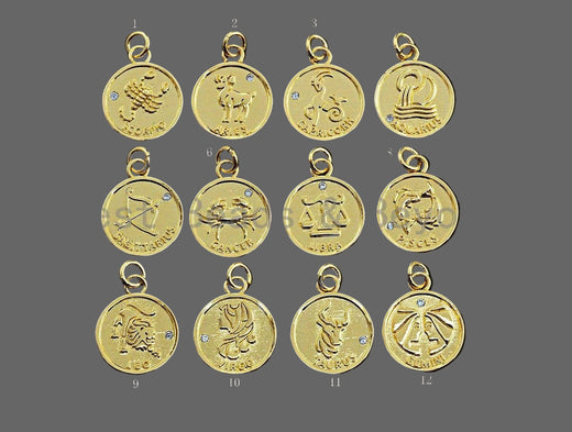 Zodiac Signs On Round Coin Shape Charms