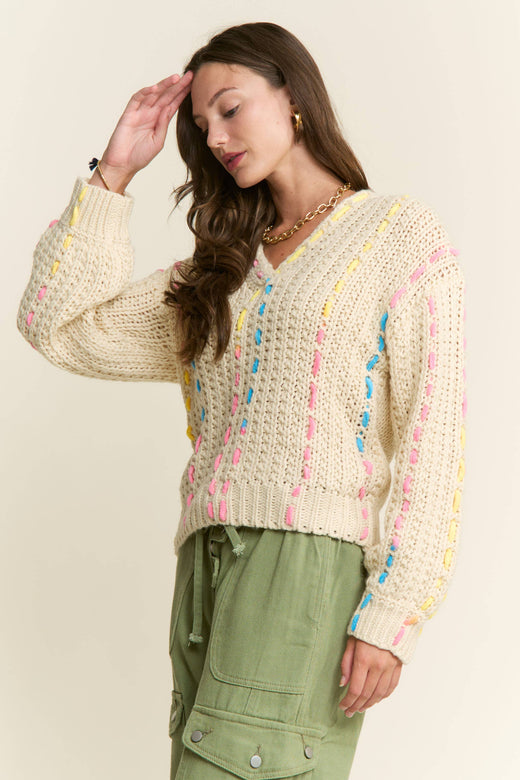 Ribbon Chunky Knit Sweater