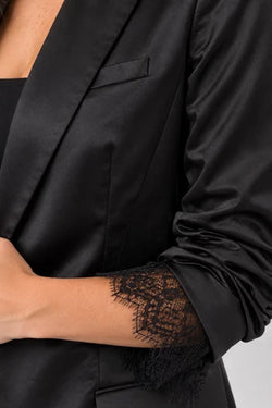 Satin Blazer With Lace Trim