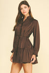 Satin Ruffled Mini Dress