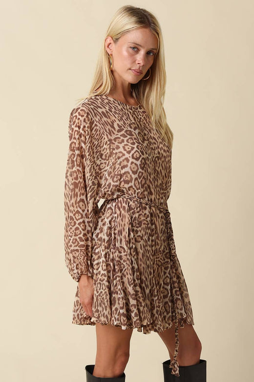 Dani Leopard Long Sleeve Mini Dress