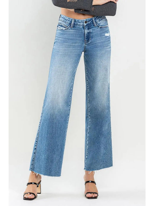 Mid Rise Wide Leg Jean