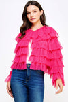 Tiered Ruffle Tulle Cardigan Jacket