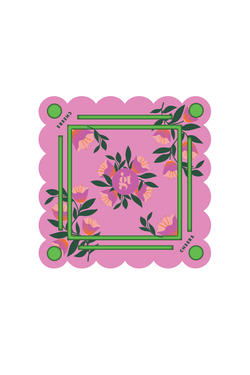 Floating Mahjong Tile Mat in Floral Pink