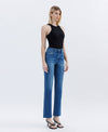 High Rise Hem Straight Jeans