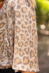 Stripe Detail Leopard Print Metallic Top