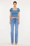 High Rise Wide Flare Leg Blue Jean