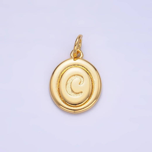 Letter Initial Engraved Stamped Oval Charm