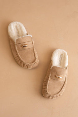 Hayden Almond Fur Lined Mule Loafer