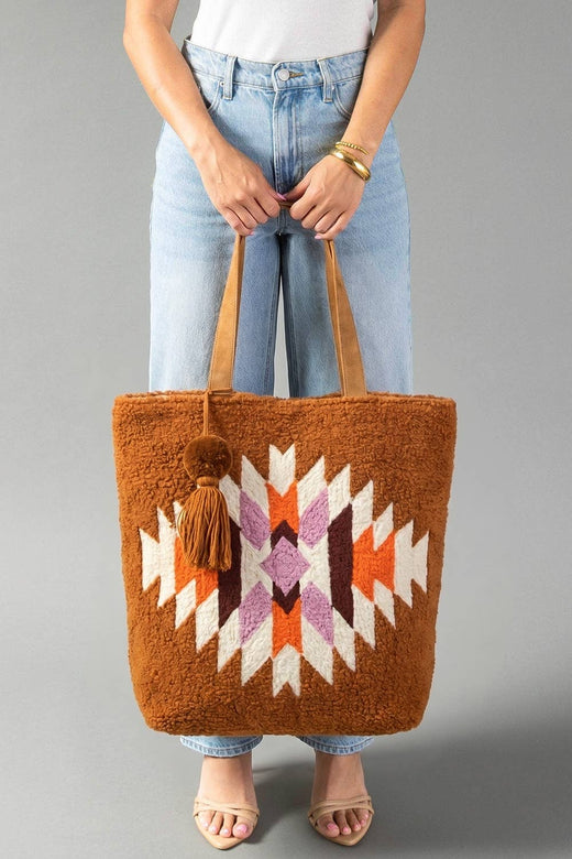Orange, Cream & Pink Western Tote