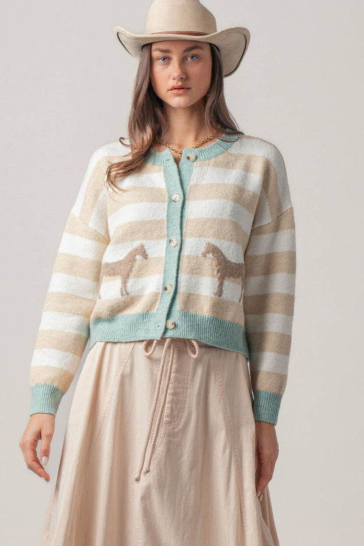 Horse Striped Cardigan
