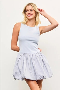 Crew Neck Balloon Hem Sleeveless Dress