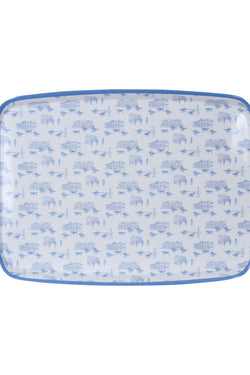 Blue Horse Racing Icons Melamine Tray