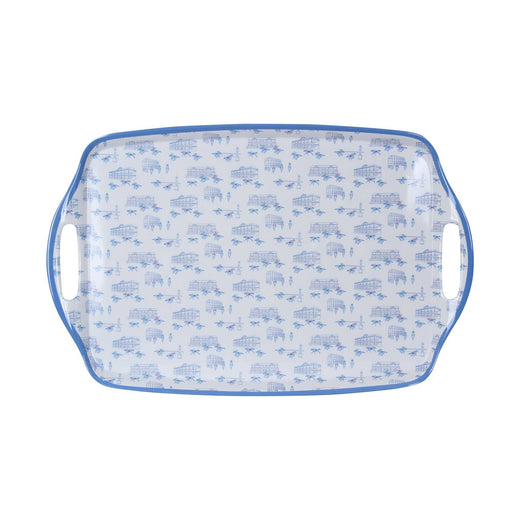 Blue Horse Racing Icons Melamine Tray