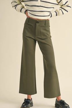 2 Pockets Ponte Cropped Pants