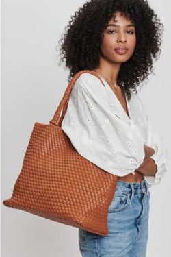 Solana Woven Vegan Leather Tote