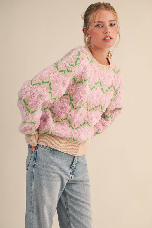 Fuzzy Floral Sweater