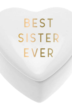 Ceramic Heart Shaped Trinket Box | Best Sister Ever